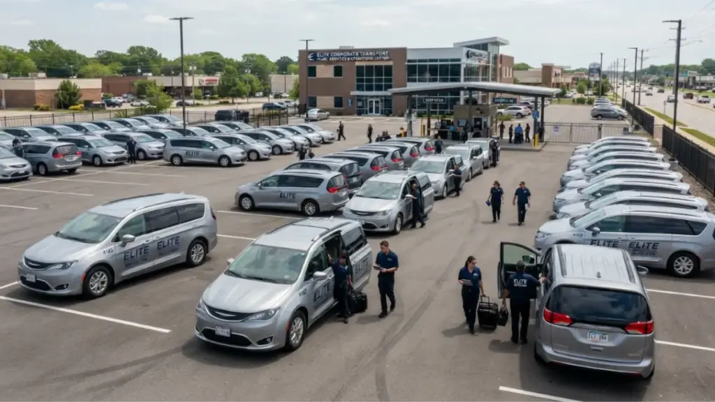commercial fleet parking lot with multiple Chrysler Pacifica units